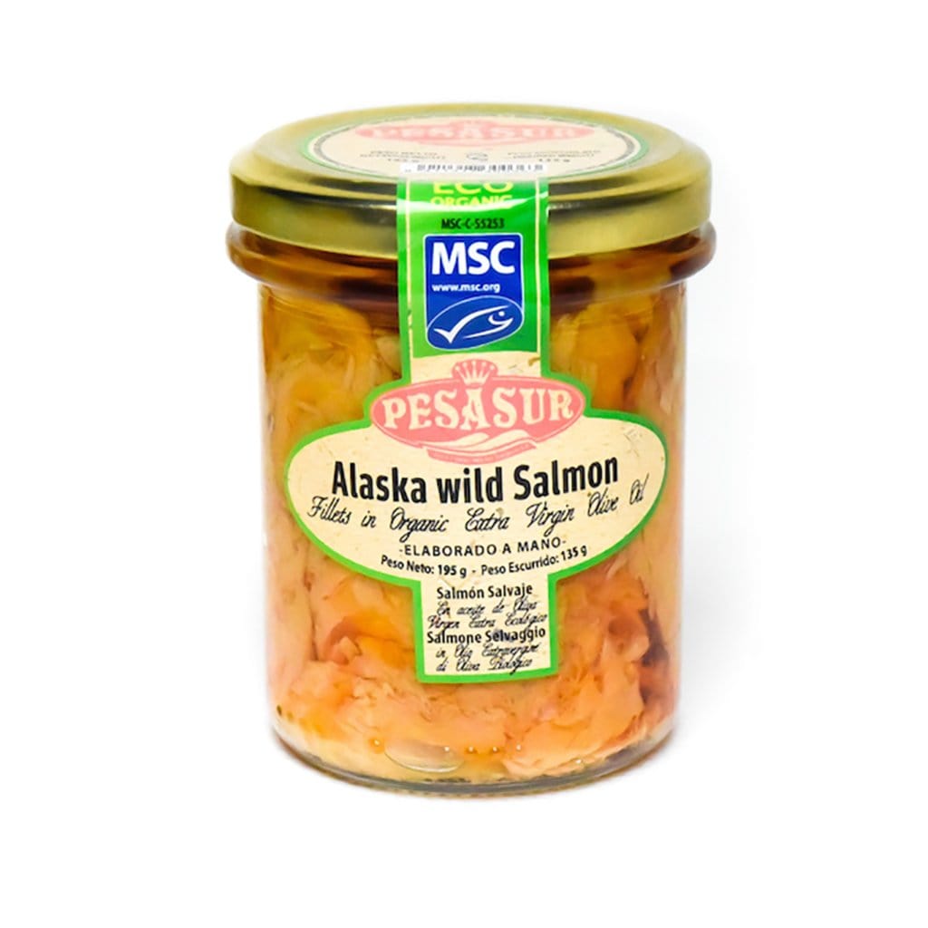Pesasur Conserva de pescado Filetes de Salmón salvaje de Canadá (MSC) en AOVE Eco 195 g carne